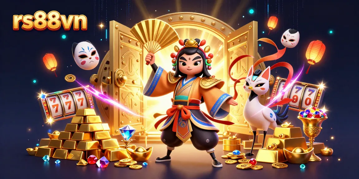 Experience the excitement of rs88vn with kabuki warriors and treasure in a vibrant casino scene.