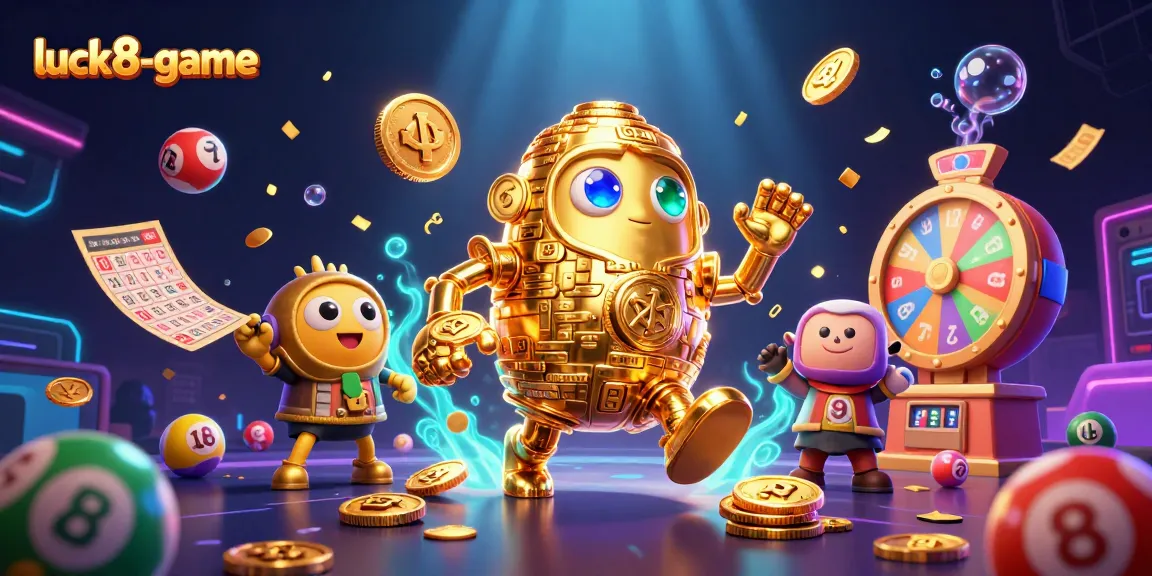 Engage with luck8-game as vibrant colorful lottery elements sparkle in a magical casino scene.