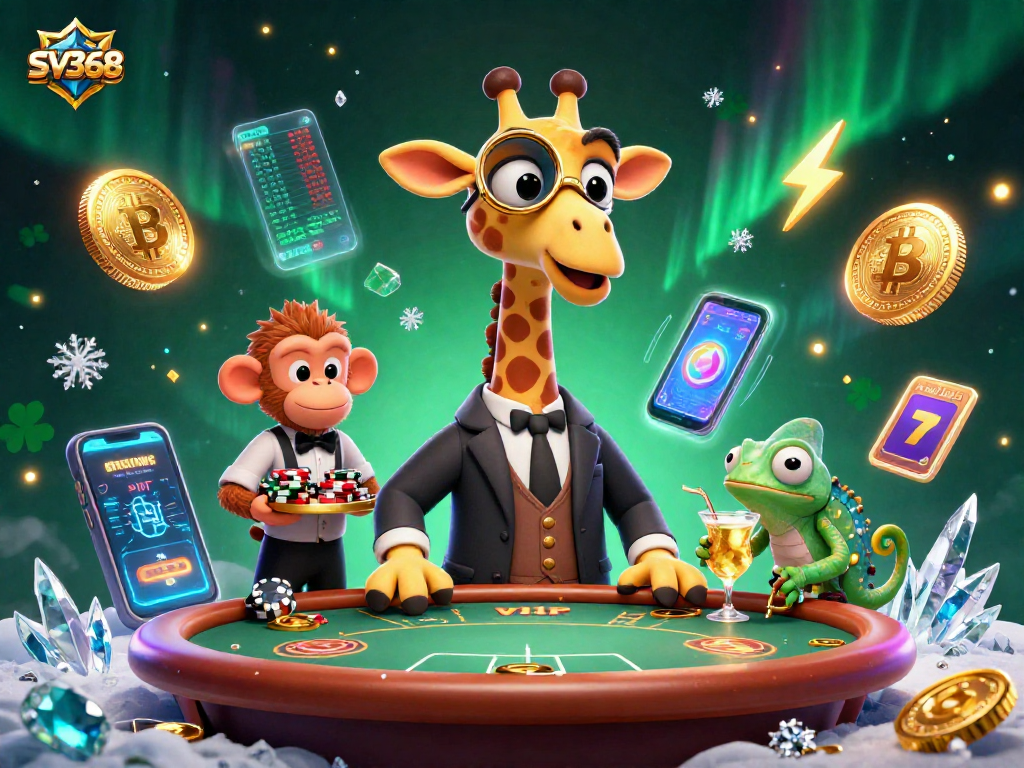 Play high-stakes at SV368 with a charismatic giraffe and engaging casino scene.