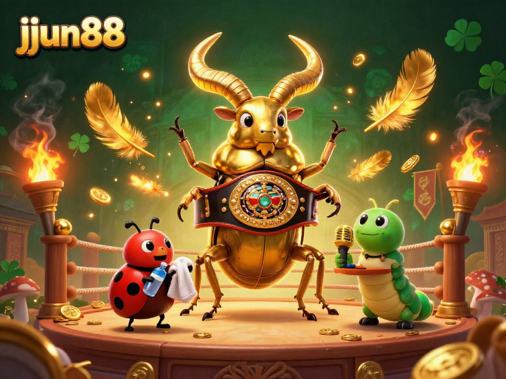 Experience thrilling action with jjun88's unique casino characters in a vibrant 3D illustration.