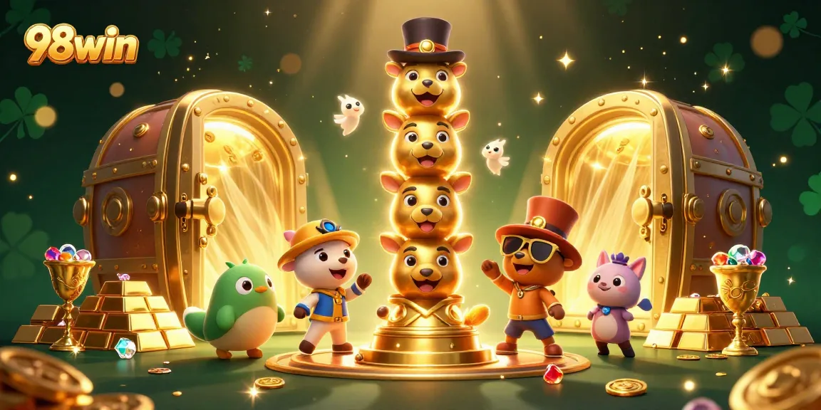 Join the thrilling world of 98win as the totem of luck and fortune shines over gold treasures.