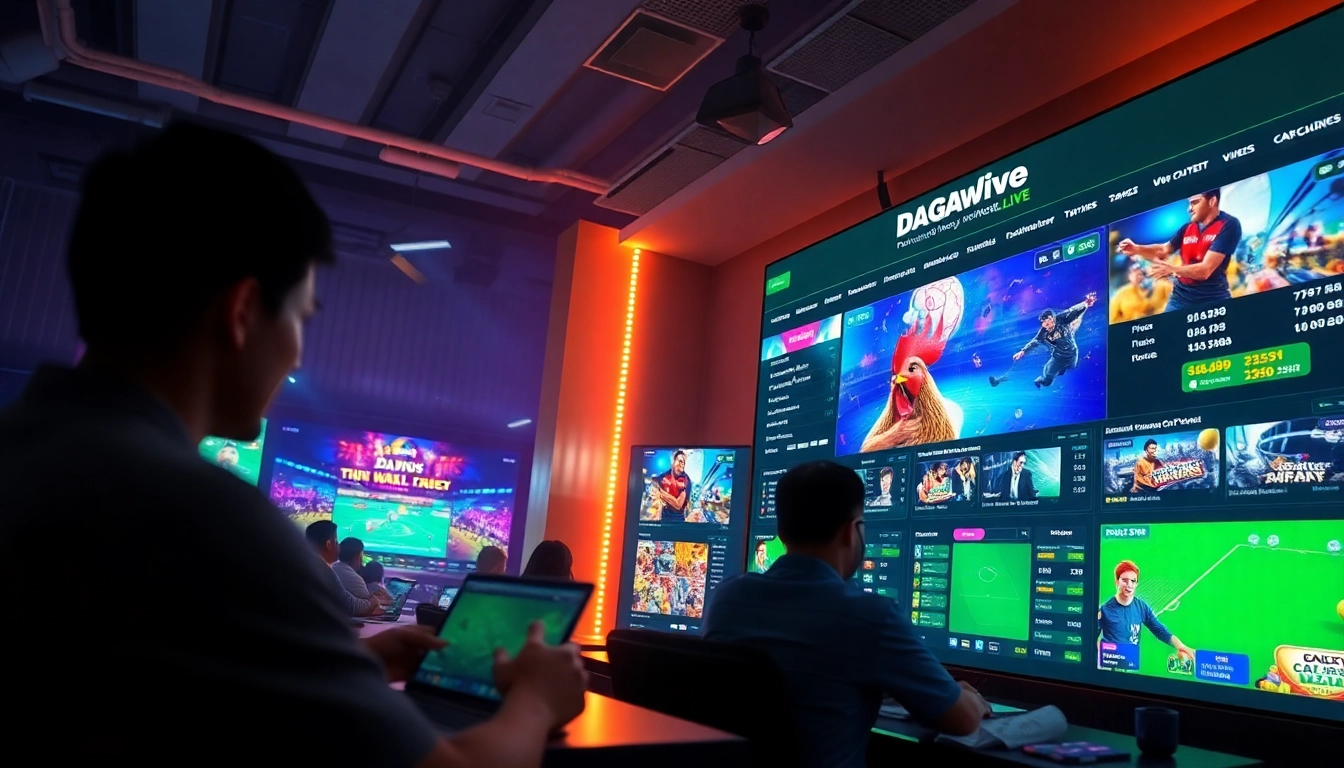DAGA's vibrant online gambling platform showcasing cockfighting, sports betting, and casino games at dagawin.live.