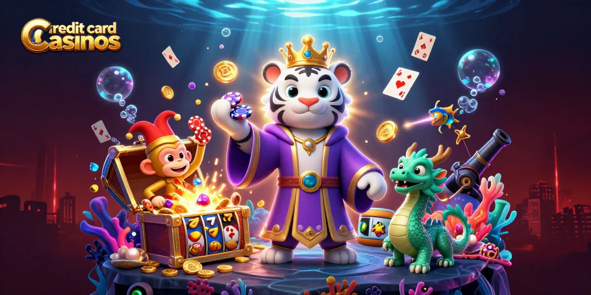 Experience thrilling gameplay at credit card casinos with a vibrant 3D scene featuring engaging characters and slots.