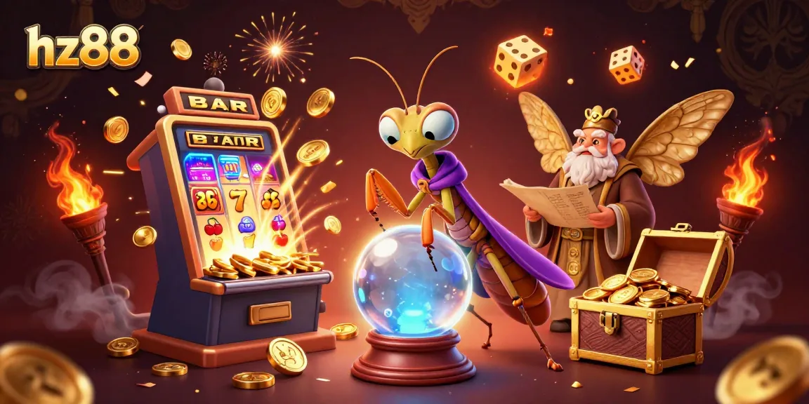 Experience thrilling wins at hz88 with a dynamic scene of fortune tellers and magical casino elements.
