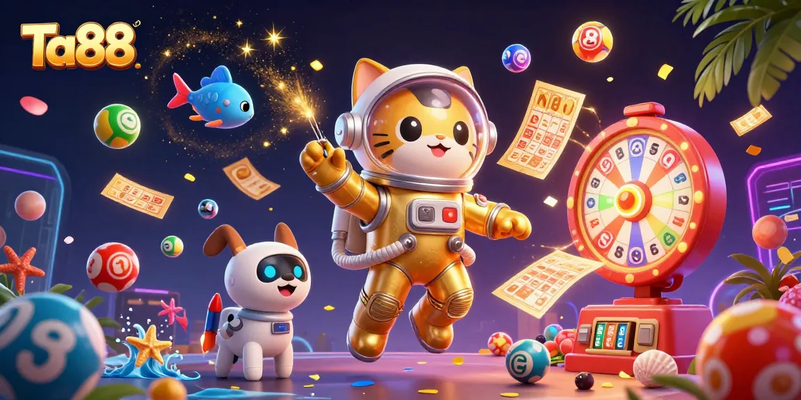 Engage with Ta88 in a dynamic casino scene showcasing lottery excitement with vibrant elements.