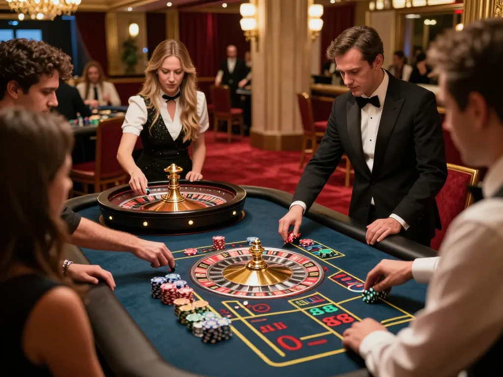 Experience thrilling gameplay at Hi 88 during an exciting roulette game with players placing bets at the table.