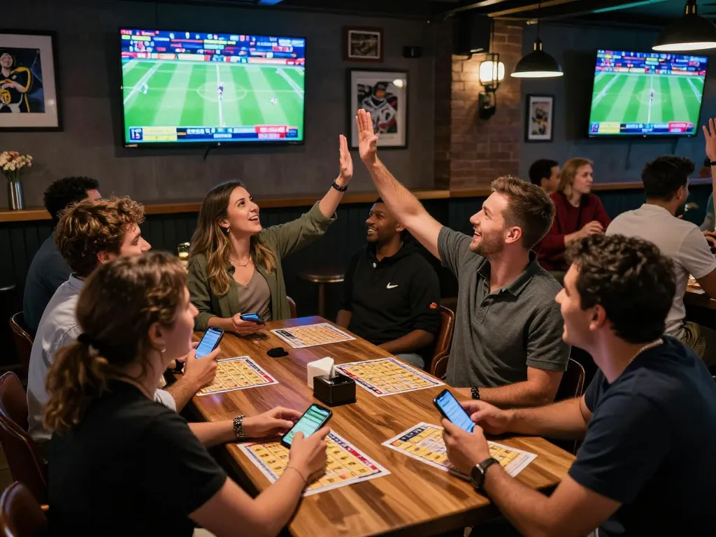 Excited bettors engaging in strategic gameplay at VA88 sports betting venue.