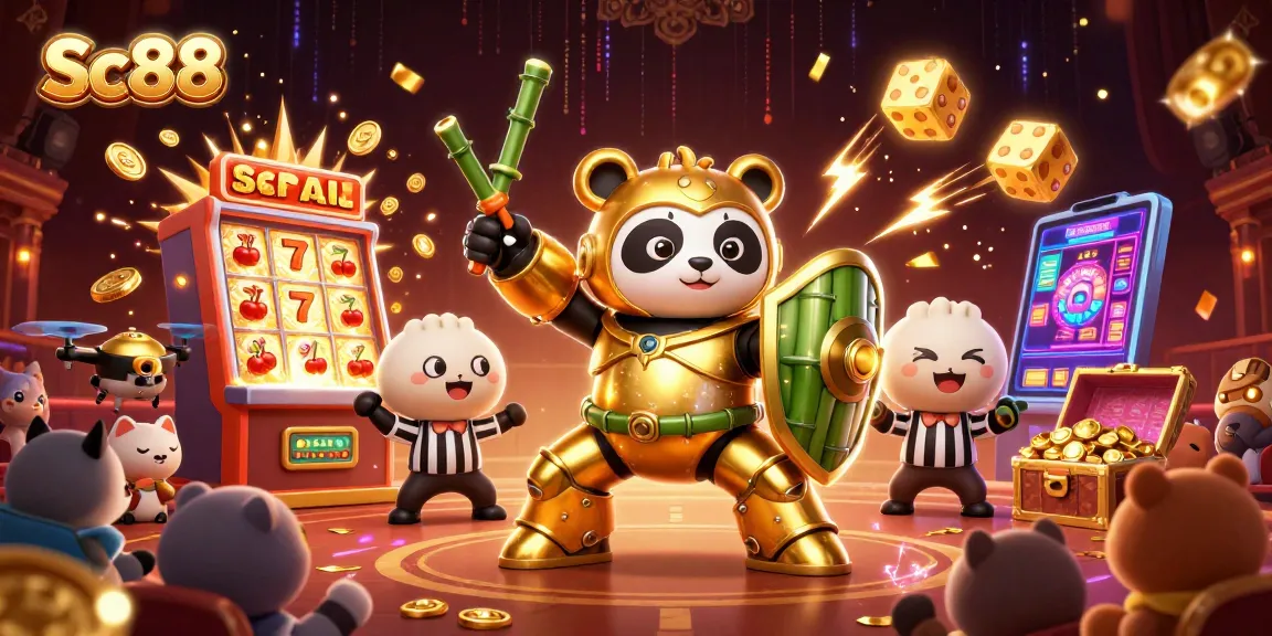 Engage in thrilling gameplay at Sc88 with vibrant 3D illustration of a dynamic casino scene.