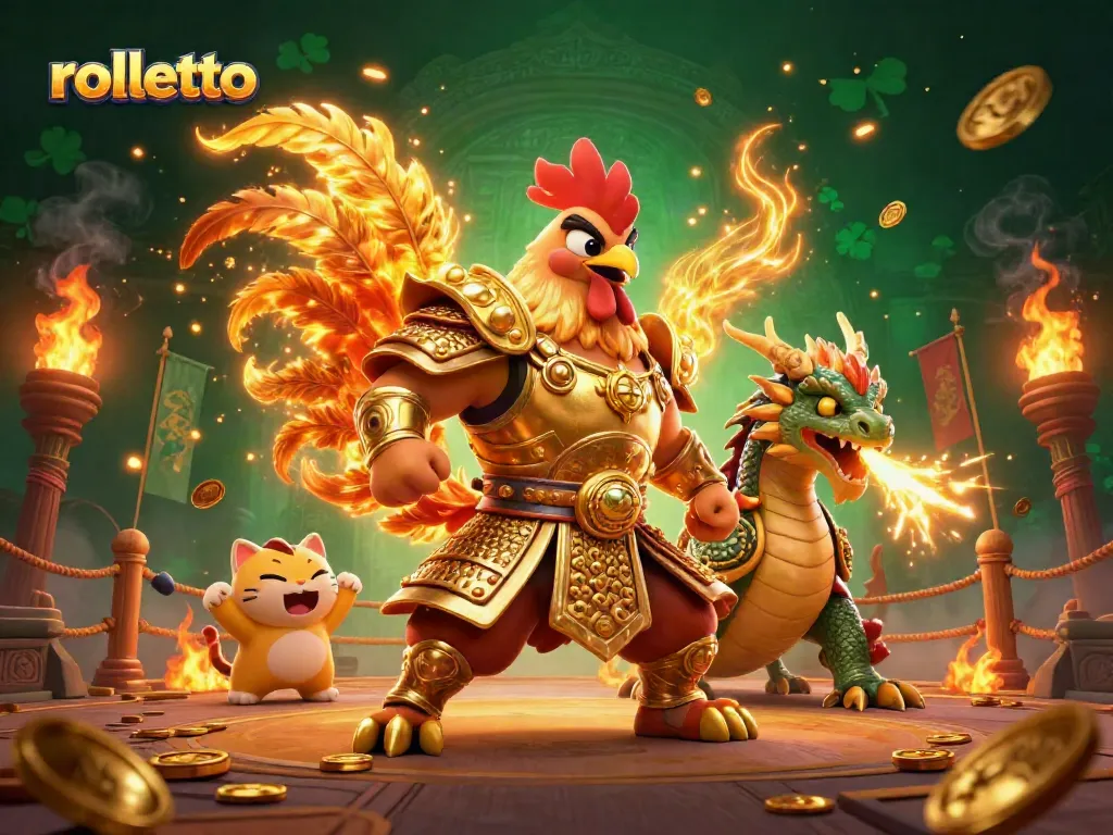 Experience rolletto's thrilling gaming with our vibrant 3D casino illustration featuring dynamic characters.