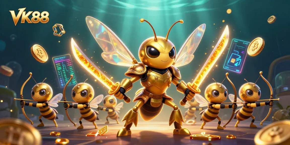 Experience thrilling gameplay at VK88 with golden hornets in a dynamic casino scene.
