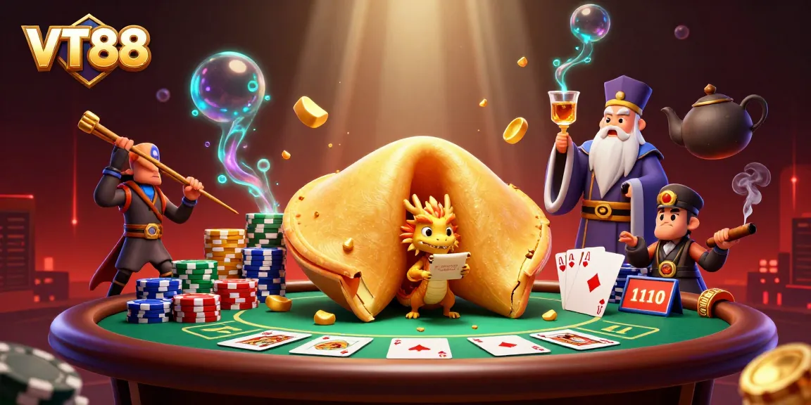 Engage with exciting gambling at VT88's vibrant poker scene featuring animated characters.