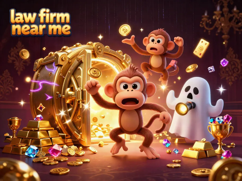 Experience the thrill of a haunted casino with a playful poltergeist monkey, as law firm near me shines through golden treasures.
