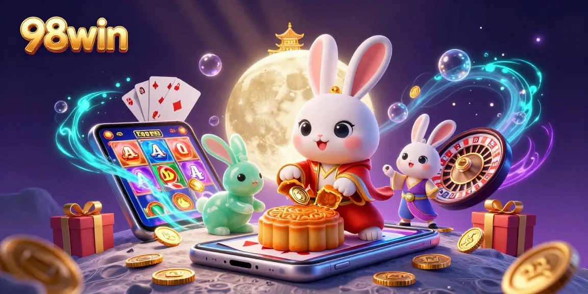 Experience 98win's festive casino adventures with moon rabbits and magical games!