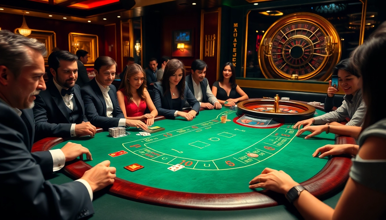 Players at a blackjack table illustrate the thrilling atmosphere of 79win casino, showcasing excitement and strategy.