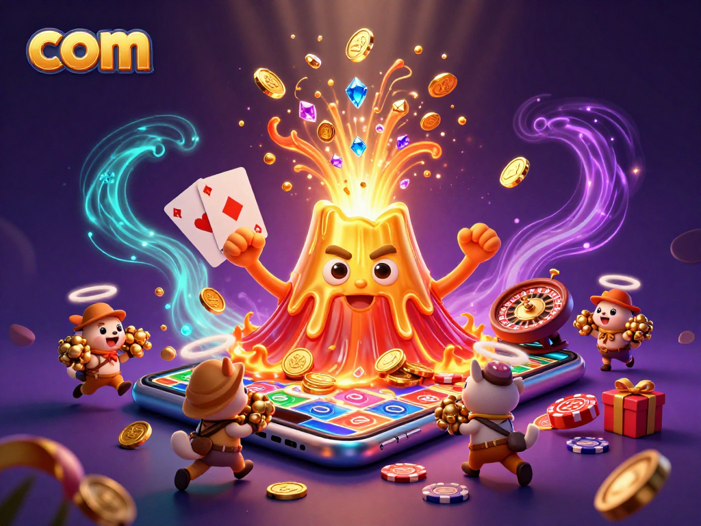 Experience the exhilarating com adventure with treasures erupting, iconic casino elements showcased in vibrant detail!