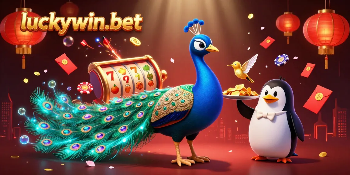 Experience thrilling gameplay at luckywin-bet with vibrant 3D casino illustration showcasing slots and festive elements.