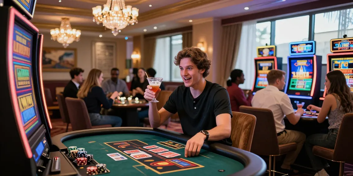Exciting gaming moment at https://troyuk.co.uk showcasing diverse players enjoying credit card casinos with vibrant slots and cocktails.