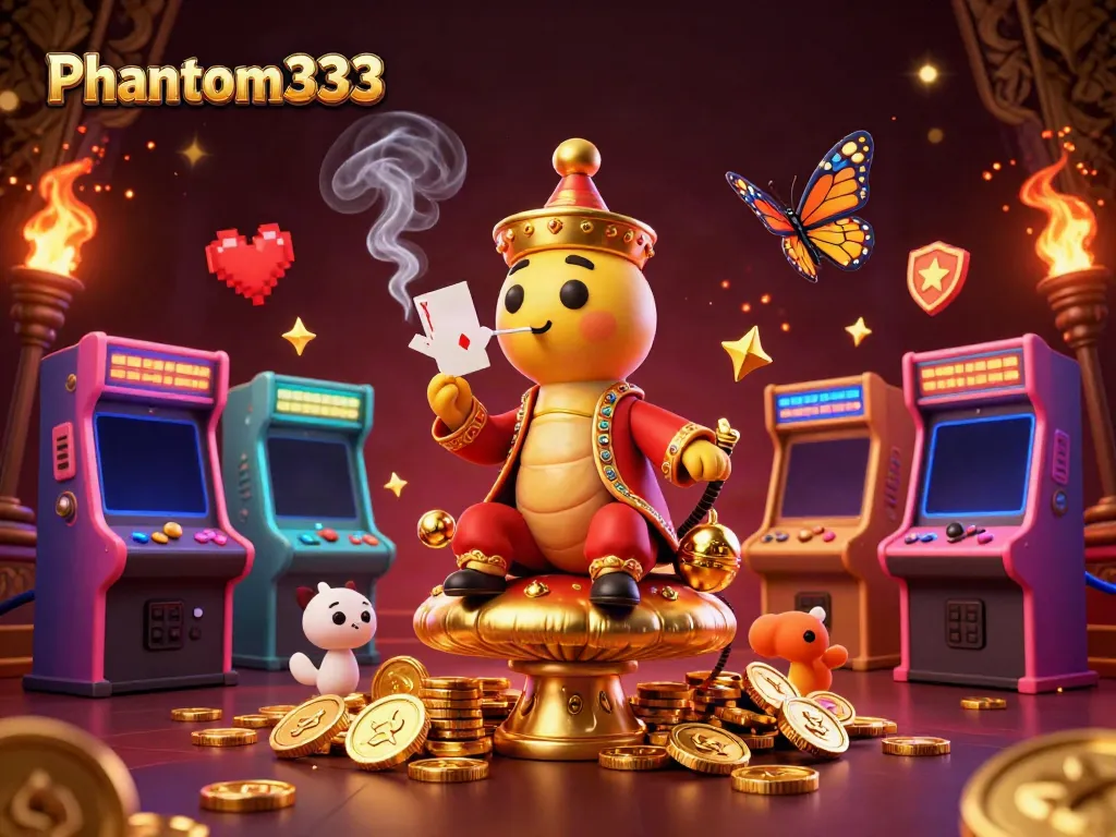 Experience gaming magic with Phantom333's vibrant casino elements and colorful characters.