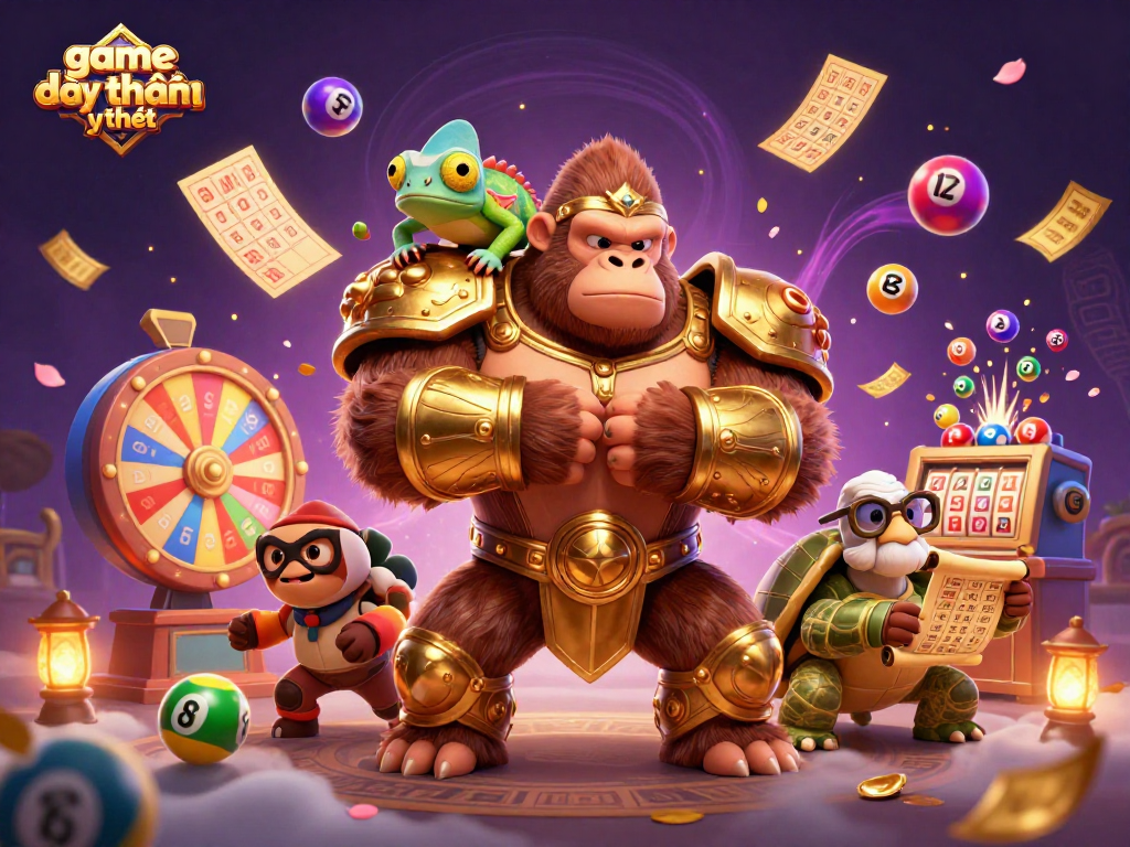 Engage with game đổi thưởng uy tín in a vibrant lottery and casino-themed 3D scene with dynamic elements.